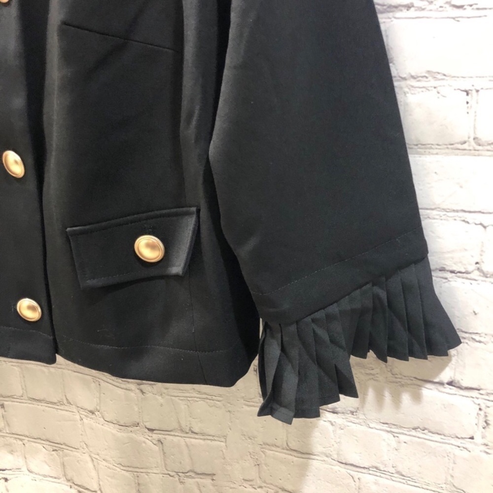 Eloquii Blazer Gold Buttons Pleated Cuff Black Size 14 Style 5070 Coat Jacket - Picture 4 of 9